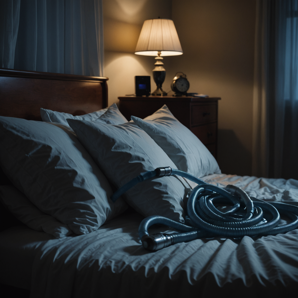 A dimly lit bedroom at 1:47 a.m., shot from a low angle beside the…