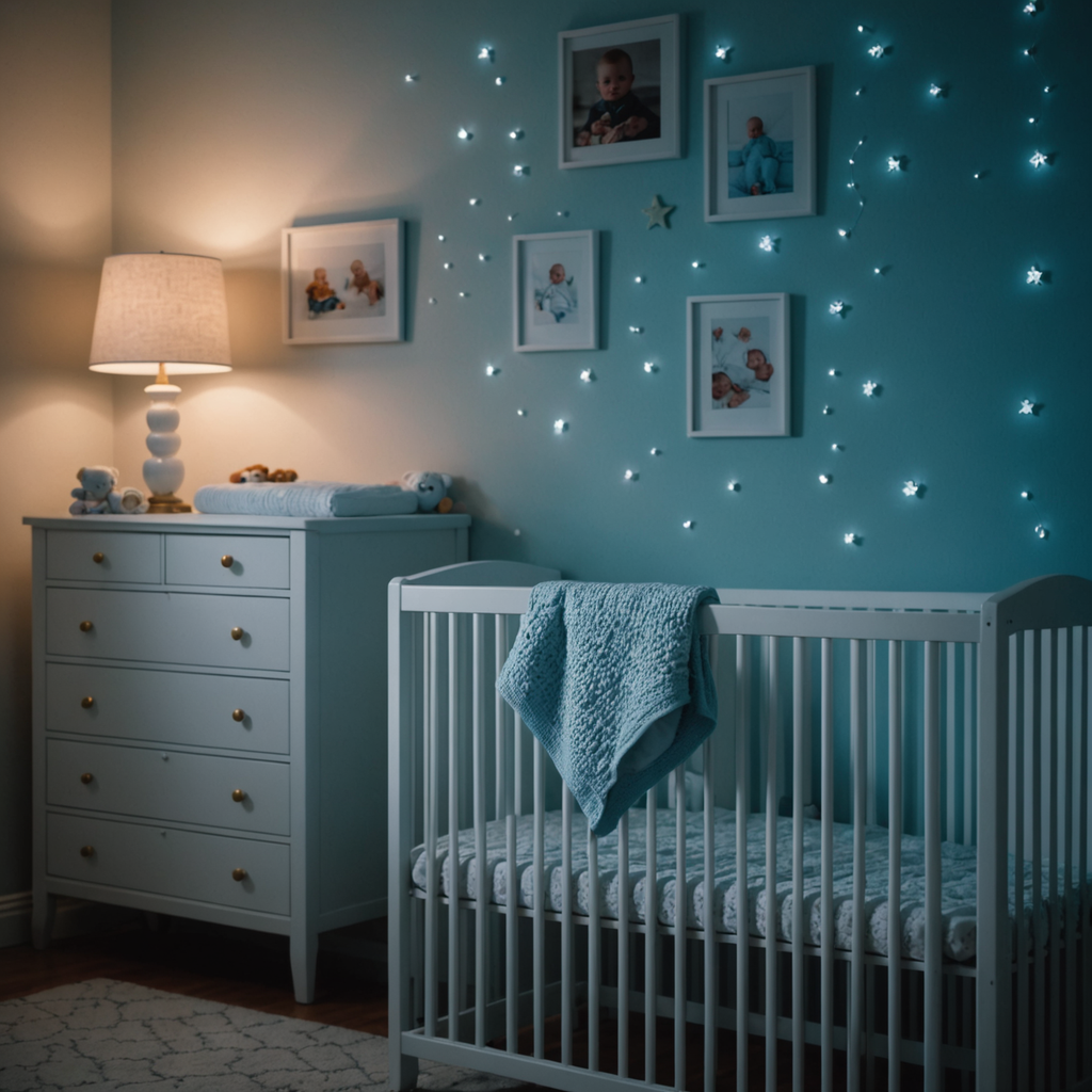 A quiet, dimly lit nursery photographed at 3 a.m., shot on a full-frame camera…