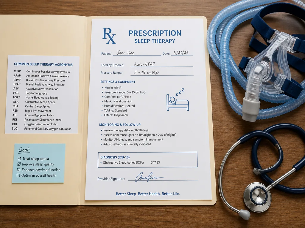A tightly framed medical still-life photograph of a paper prescription folder open on a…