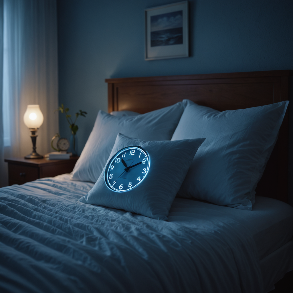 A close-up photorealistic shot of an unmade bed at 3 a.m., rumpled white linen…