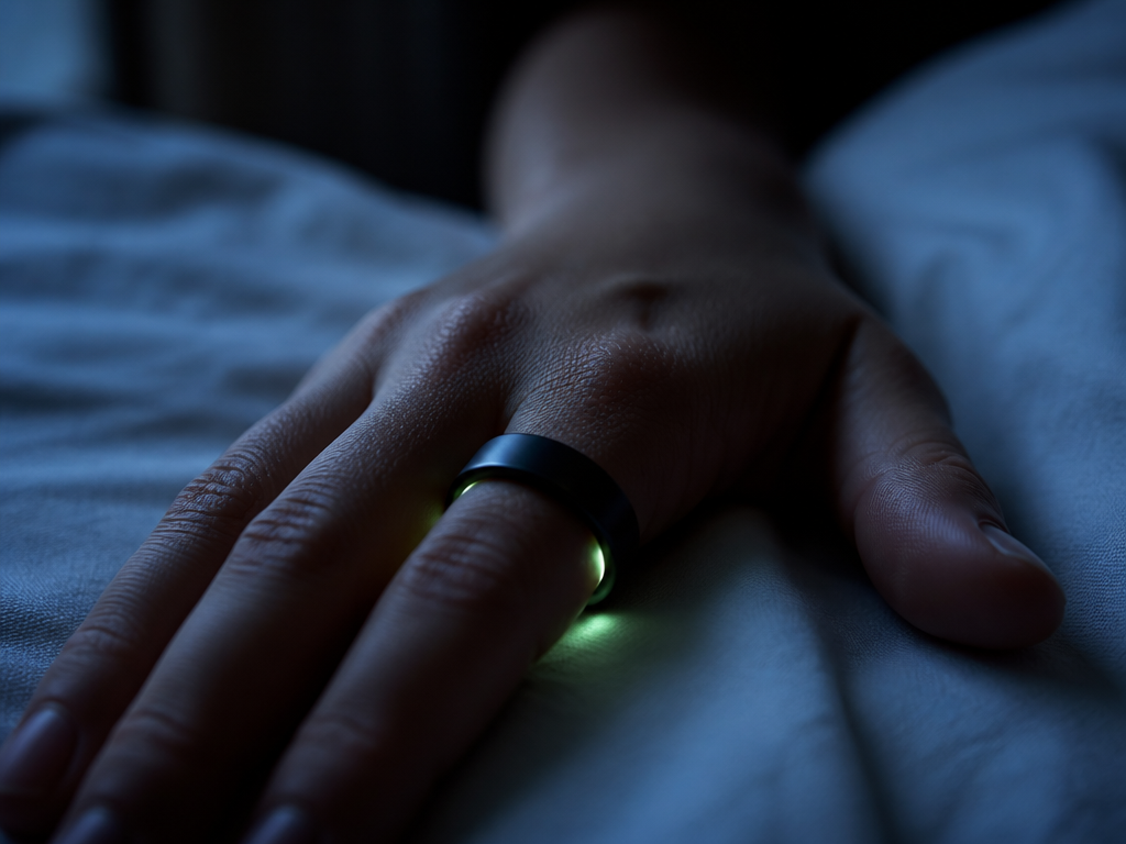 A photorealistic macro photograph of a woman's hand resting palm-down and completely empty on…