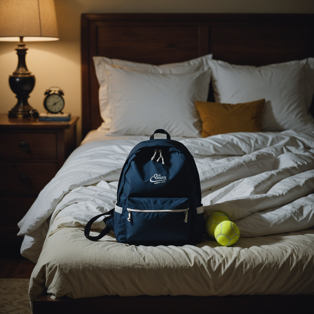A dimly lit bedroom captured at night from a low angle, focused on a…
